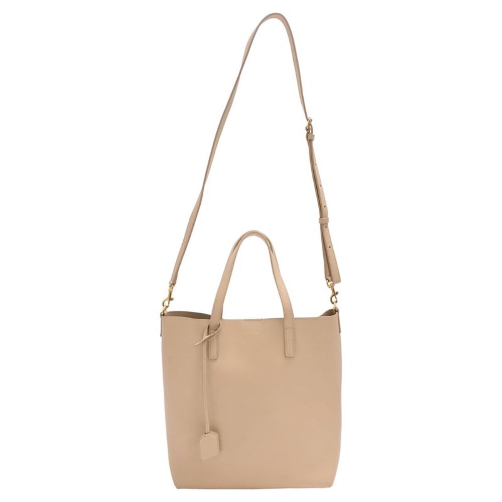 Saint Laurent Shopping Toy Tote Bag in Beige Leather